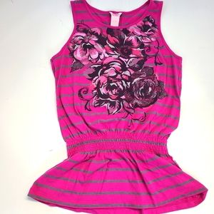 Candie's Pink Striped Floral Tank